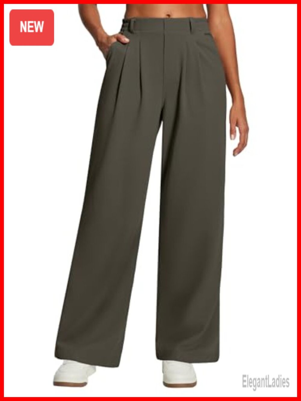 Waffle Stretch Wide Leg Pull On Dress Pants Tummy Control Work